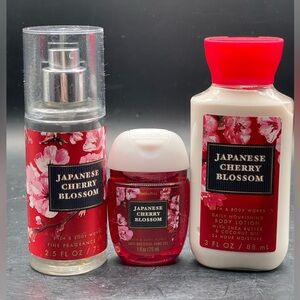 Bath & Body Works Japanese Cherry Blossom Set (Body Lotion, Hand Sanitizer,Gift)